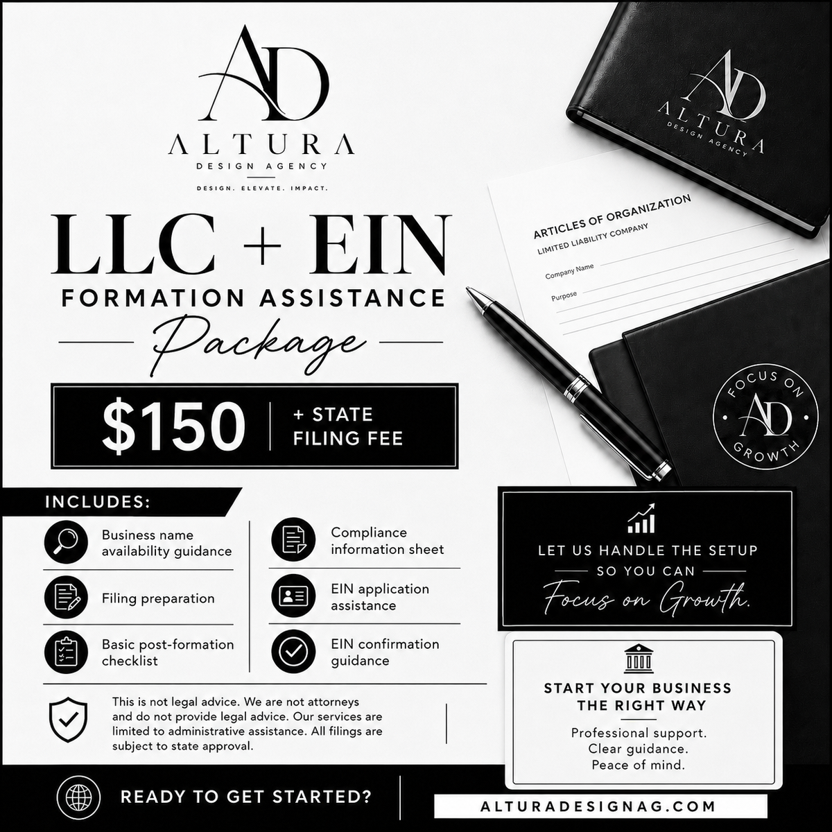 LLC + EIN Formation Assistance Package ￼